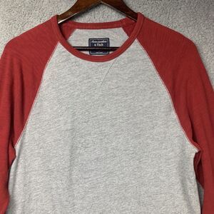 Abercrombie & Fitch Shirt Mens Medium Gray Red Raglan 92 Athletic Department